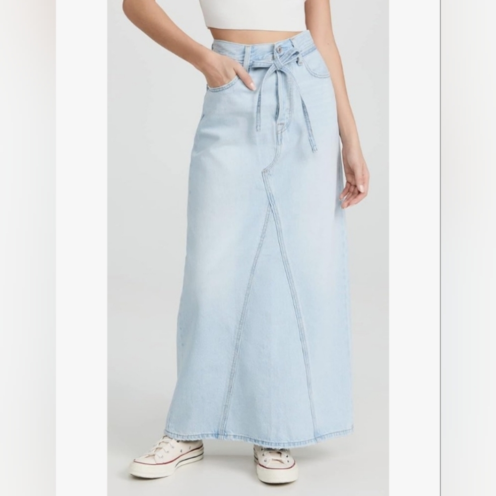 Levi's Iconic Midi Maxi Denim Jean Skirt Size 26 Vintage Y2K Boho Hippie Grunge